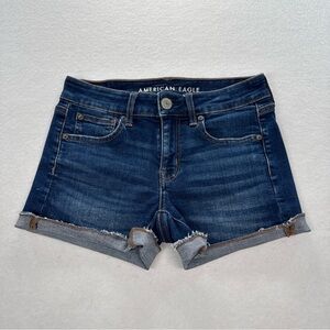 American Eagle Low Rise Jean Shorts Womens 2 Cut Off Raw Hem Cuffed EUC